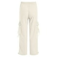 thumbnail image 6 of Quealent Women's Wide Leg Sweatpants Drawstring Waist Baggy Cargo Pants Casual Trousers with Pockets Khaki for Size M, 6 of 6