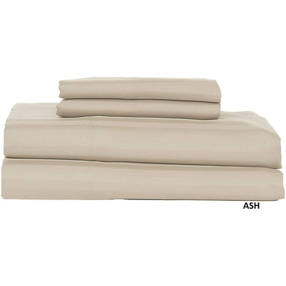 Castle Hill London 600 Thread Count Sateen Stripe Sheet Set - Queen, Ash