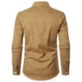 thumbnail image 4 of LNZGNM Mens Plaid Collar Dress Shirt Corduroy Long Sleeve Shirt with Pocket Button Down Lightweight Untucked Shirts Stylish Outdoor Top,Khaki XL, 4 of 4