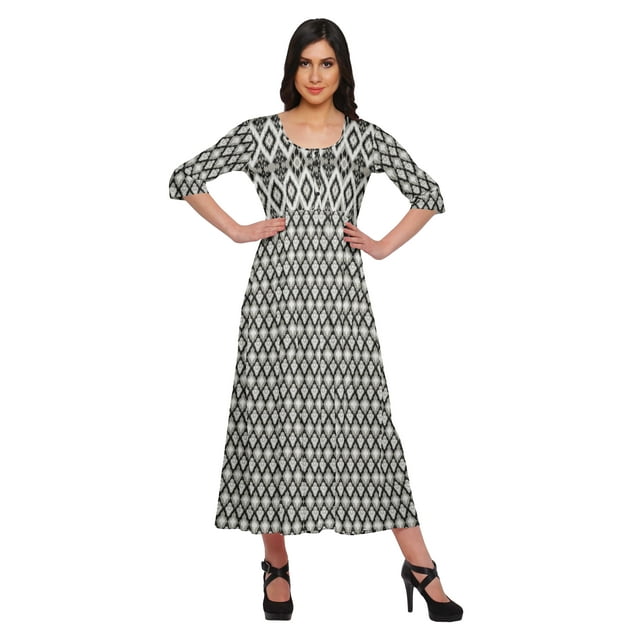 Moomaya Haut Indien Imprimé Robe Kurti Longue Tunique à Manches 3/4 Robes pour Femmes