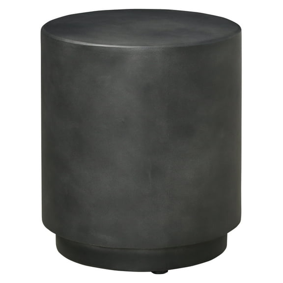 HOMCOM Round Side Table, Lightweight Accent Table with Concrete Finish, End Table with 4 Adjustable Feet for Indoor, Outdoor, Dark Gray