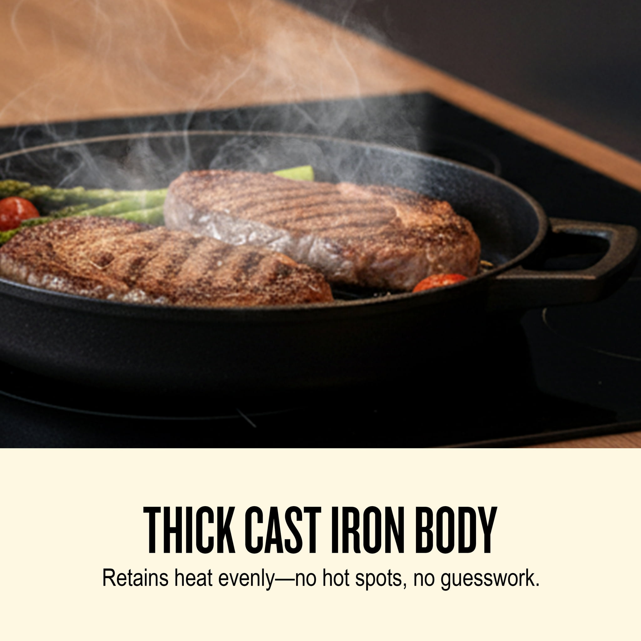 Alva 11-Inch Cast Iron Grill Pan, Non Toxic, Oven Safe to 500°F
