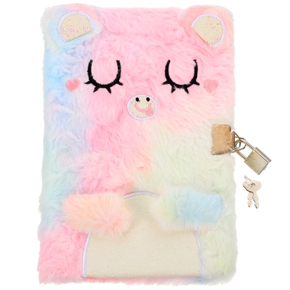 CIMAXIC Journal pour Filles, Journal Secret en Peluche, Journal avec Cadenas, Carnet d'Écriture Adorable pour Fille, 8,66 Pouces X 6,1 Pouces X 0,98 Pouces