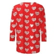 thumbnail image 3 of qucoqpe Valentine's Day Shirts for Women Fashion Love Heart Printed Crew Neck 3/4 Sleeve Casual Loose Blouse Tops for Women, 3 of 5