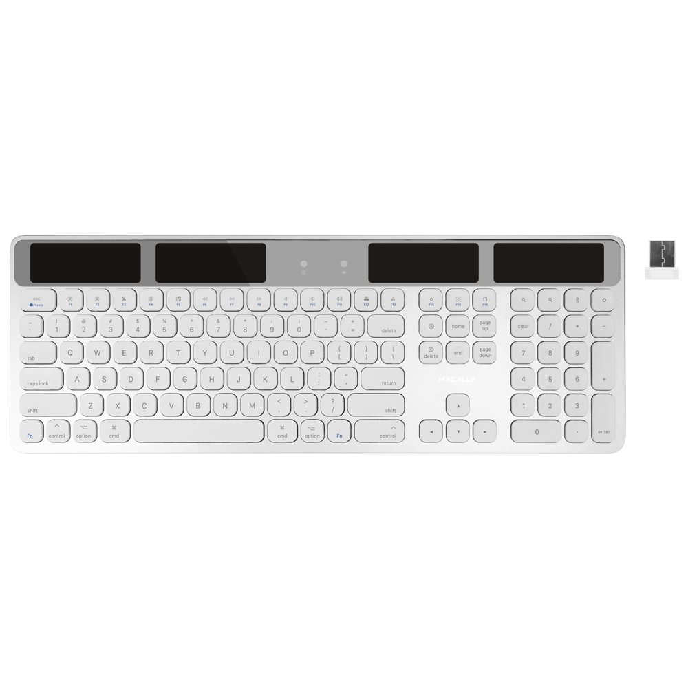 Macally Wireless Solar Keyboard for Mac Mini/Pro, iMac Desktop
