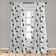 thumbnail image 5 of Ambesonne Bulldog Curtains, Doodle Faces Pawprints, Pair of 28"x95", Pale Grey White, 5 of 5