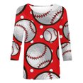 thumbnail image 4 of Hauts d'Été pour Femmes 2023 Mode Féminine Manches Courtes Col Rond Rétro Imprimé Ample Blouse Manches Trois-Quarts Bohème Grande Taille T-Shirt pour Femmes, 4 of 4