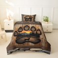 thumbnail image 2 of Castle Fairy Teens Rustic Wood Paw Cutout Deer Twin Duvet Cover,Sunset Pine Mountain Backdrop Twin Bedding,Brown Tan Black,Black Reversible,2pcs,No Comforter,1 Duvet Cover and 1 Pillowcase, 2 of 5