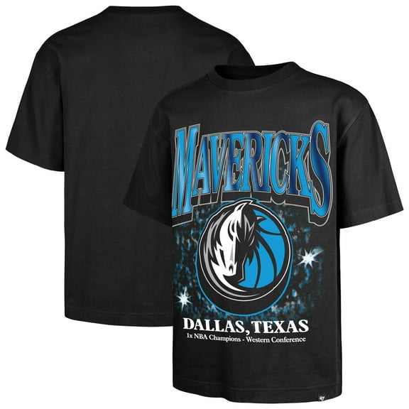 Men's '47 Black Dallas Mavericks Past Champs Collection Flashbulb Foundation T-Shirt