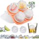 thumbnail image 1 of 4 cavity ice cube trays 3d silicone pink ice cube mold with removable orange funnel lid, 1 of 3