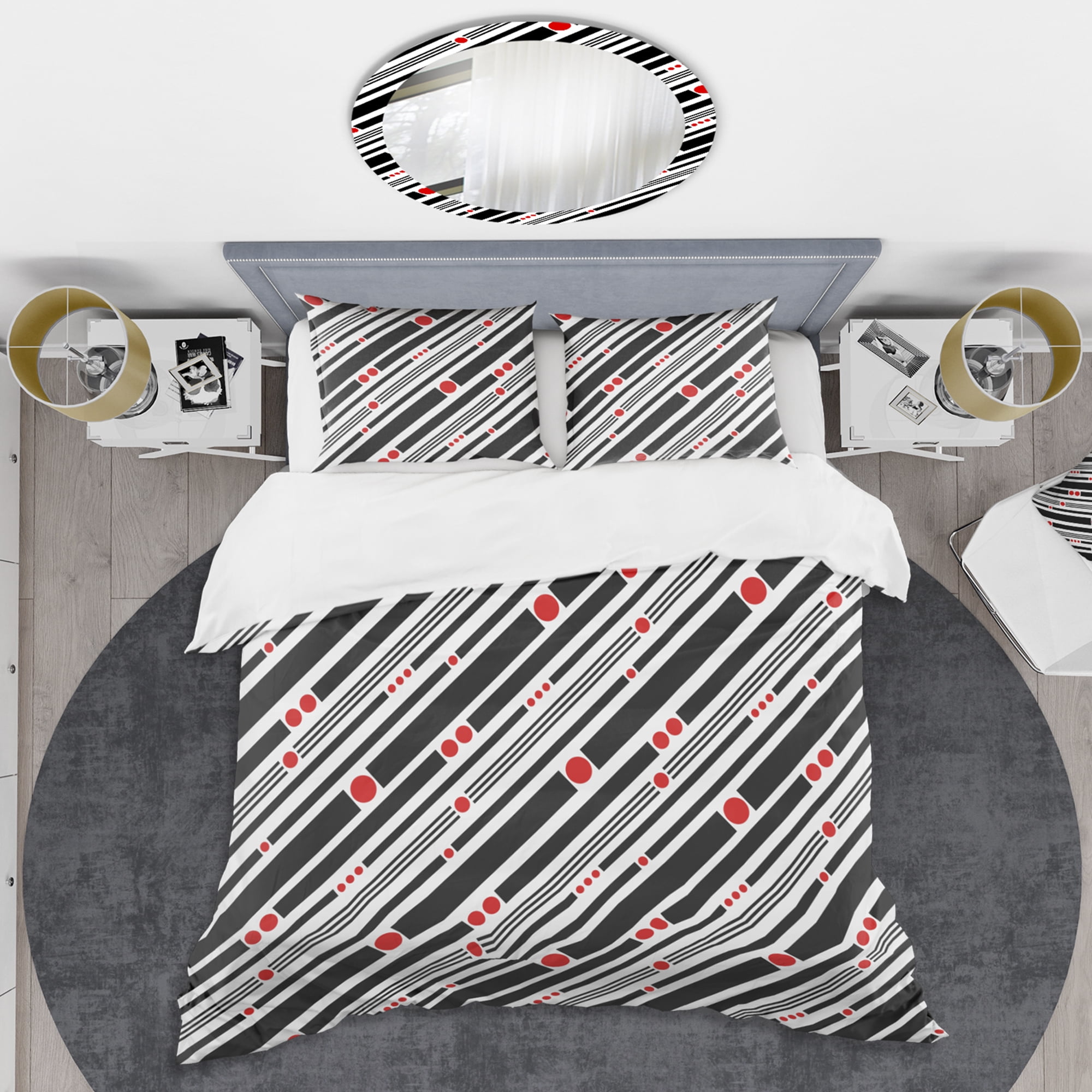 Designart 'Retro Geometrical Abstract Minimal Pattern XII' Mid-Century Modern Duvet Cover Set