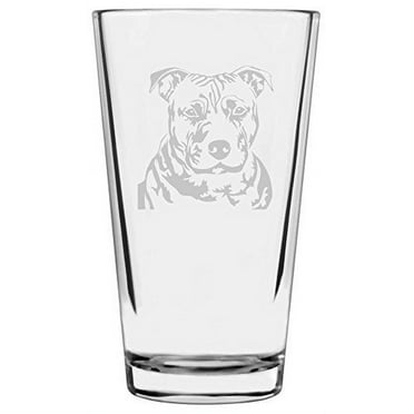 Staffordshire Bull Terrier Dog Themed Etched All Purpose 16oz Libbey Pint Glass