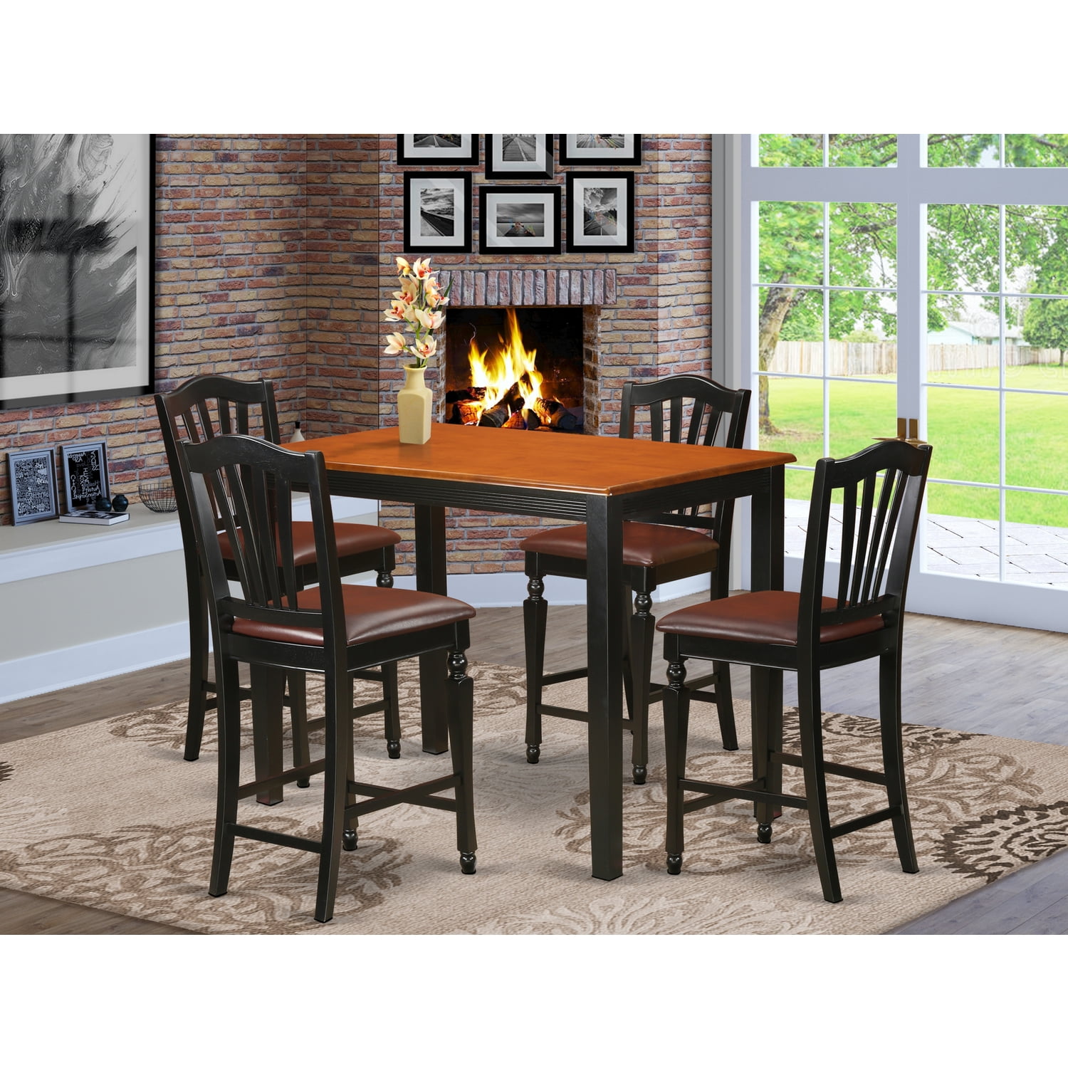 East West Furniture Yarmouth 5 Piece High Splat Dining Table Set