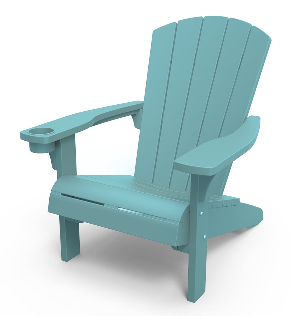 Keter Alpine Adirondack Resin Outdoor Furniture Chairs with Cup Holder