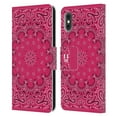 thumbnail image 1 of Head Case Designs Classic Paisley Bandana Classic Pink Leather Book Wallet Case Cover Compatible with Apple iPhone X / iPhone XS, 1 of 6