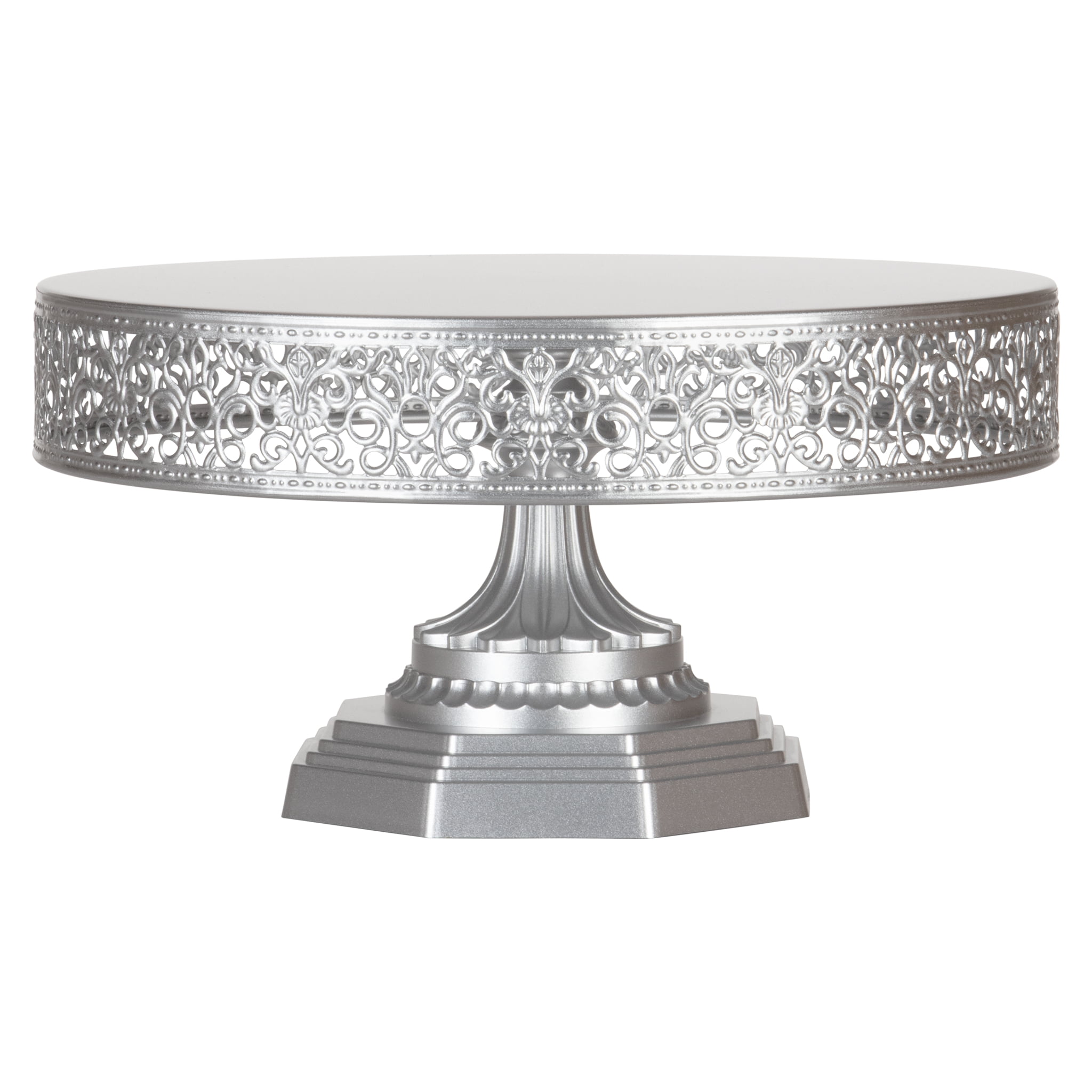 12" Plated Mirror Cake Stand Round Chrome Metal Wedding Display Pedestal TOP 