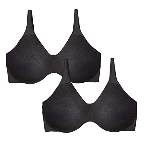 2 Pack Black lace Passion for Comfort Bali Minimizer Bra Underwire