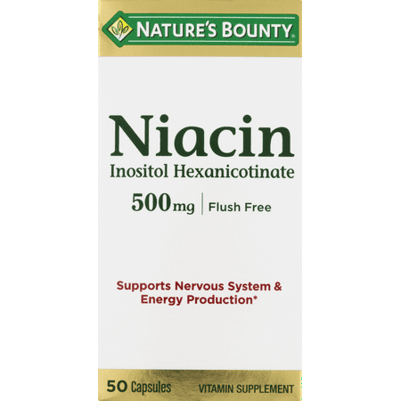 - Nature's Bounty Flush Free Niacin Vitamin Supplement Capsules, 500 Mg, 50 Ct