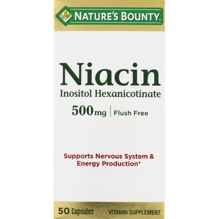 Nature's Bounty Flush Free Niacin Vitamin Supplement Capsules, 500 Mg, 50 (Best Form Of Niacin)