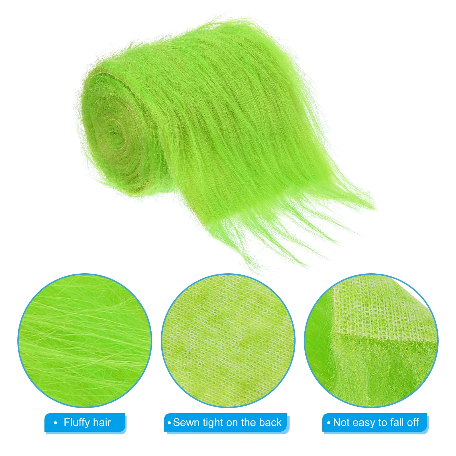 Uxcell Plush Faux Fur Fabric Precut Strips, 59" x 4" Fluffy Faux Fur Ribbon, Green 2Pack