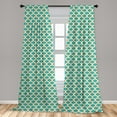 thumbnail image 5 of Ambesonne Geometric Curtains, Seventies Retro Form, Pair of 28"x95", Orange White Teal, 5 of 5