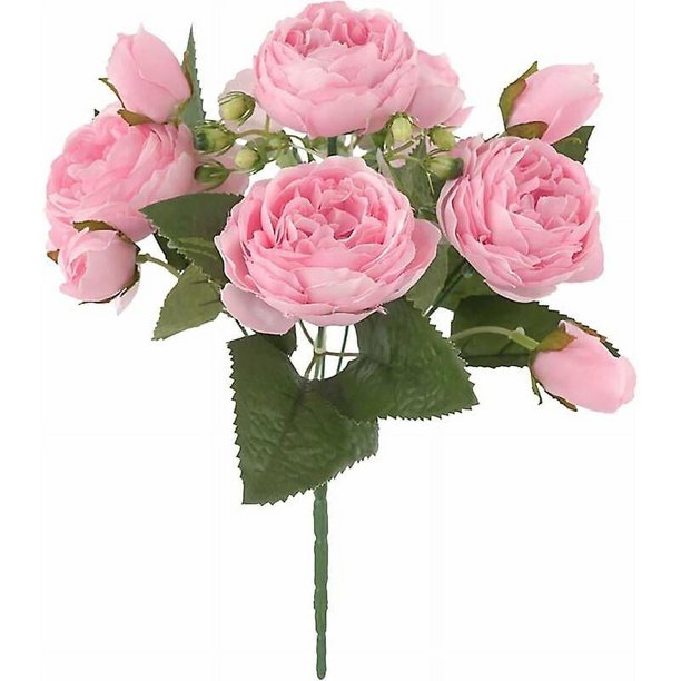 Flores artificiales de peonía, rosas de simulación, ramos de boda, rosas florales falsas, ramo de flores de seda, rosas blancas atadas a mano, flores de seda a granel (rojo a, o