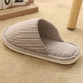 thumbnail image 5 of Utoimkio Flat Sandals for Women Summer Couple Casual Linen Open Toe Stripe Comfy Casual Flops Soft Home Shoes, 5 of 5