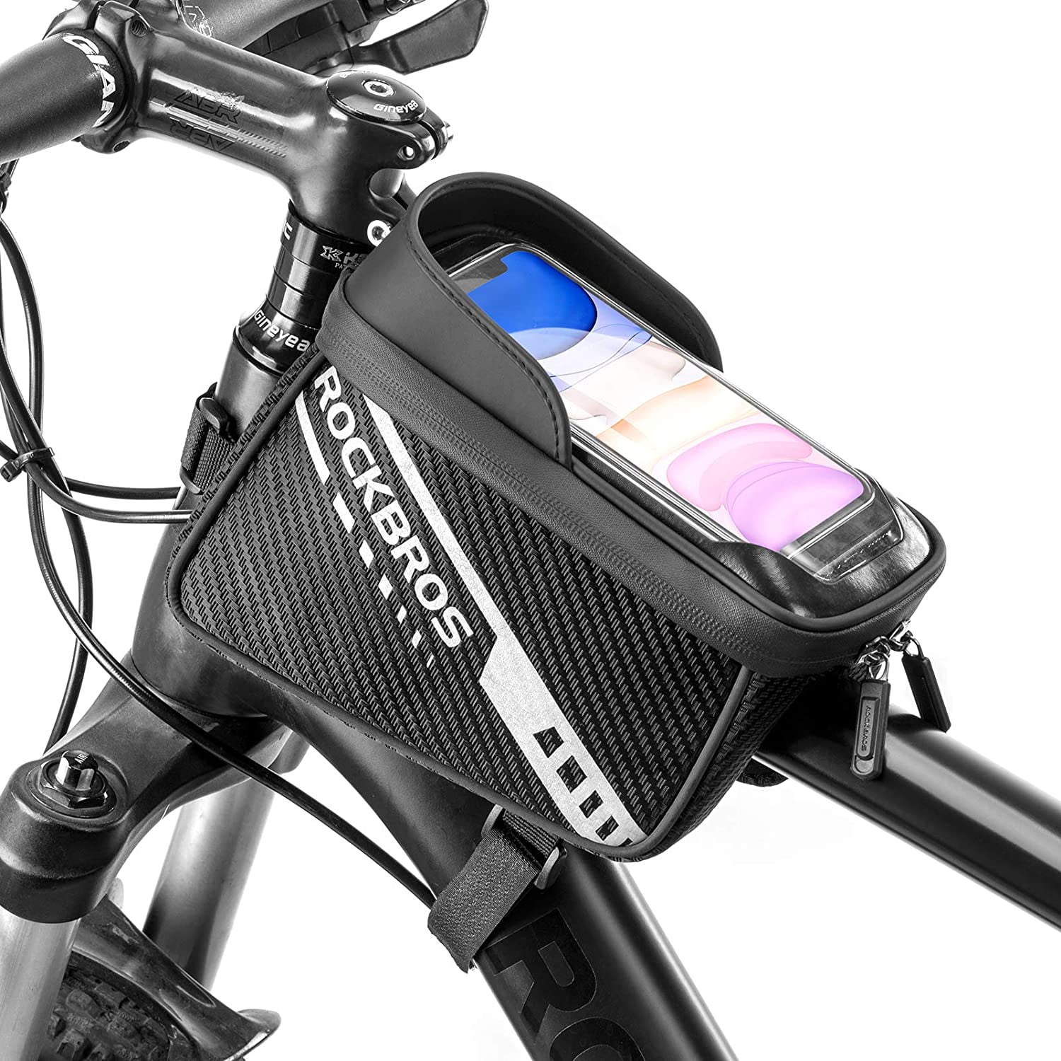 6 Cheeroyal Top Tube Bag Water Resistant Cycling Front Tube Frame Pannier Mountain MTB City Road Bicycle Crossbar Bag Pouch Holder for iPhone 7 8 7 Plus Bike Cellphone Frame Bag 6S Plus 5S SE Samsung Galaxy S8 S7 Edge S6 Edge Plus Google Nexus Huawei