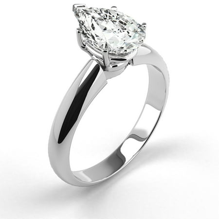 Platinum Engagement Ring Natural Diamond 1.07 Carat Weight Pear Shaped G