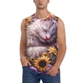 thumbnail image 6 of Daiia Warm Sunflower Sleeping Cat Printed Men's Tank Tops,Casual Soft Sleeveless Gym Muscle Shirts Bodybuilding Tee-3X-Large, 6 of 8