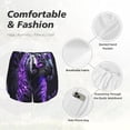 thumbnail image 4 of Pofeuu Purple Plant White Tiger Print Women's Athletic Shorts Running Workout Shorts Tummy Control Quick Dry Gym Shorts with Pockets Double layer sports shorts-Large, 4 of 7