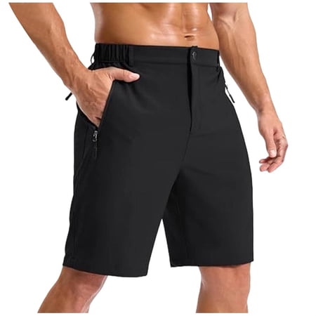 Miluxas Men s Hiking Cargo Shorts Lightweight Outdoor Shorts Golf Camping Casual Fishing with Zipper Pockets Black S(S)