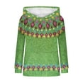 thumbnail image 7 of Womens Oversized Sweater Hoodie Western Ethnic Print Knit Pullover Loose Winter Tops Pocket Casual Boho Sweaters (L, Green), 7 of 7