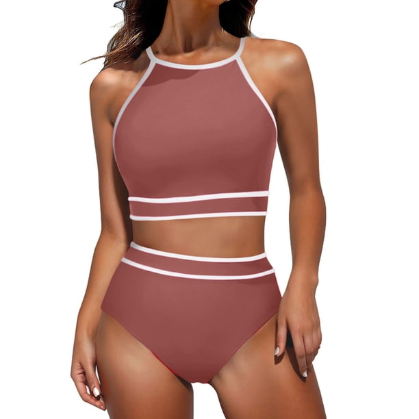 Traje de Baño de 2 Piezas para las Mujeres Hawaiana Estampado Tropical Cami Bra con Volantes, Juegos de Baño de Ropa de Playa para la Piscina Y el Mar