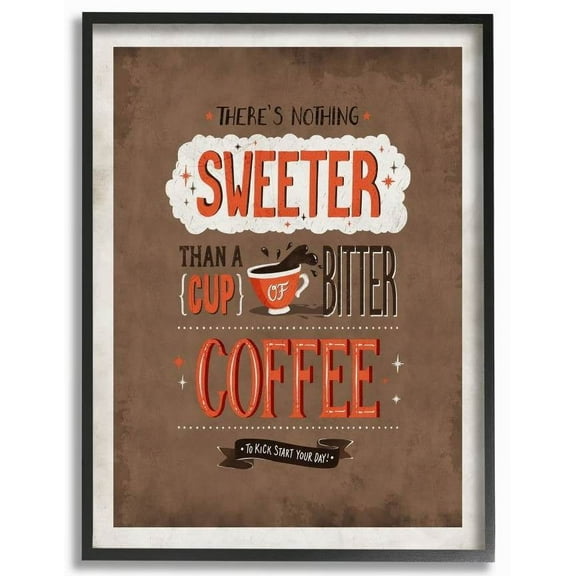 Stupell Industries Nothing Sweeter Coffee Word Design Framed Wall Art by Ester Kay