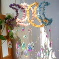 thumbnail image 5 of Natural purple powder crystal crushed stone hollowed out moon octagonal beads crystal decoration wind chime sun catcher, 5 of 5