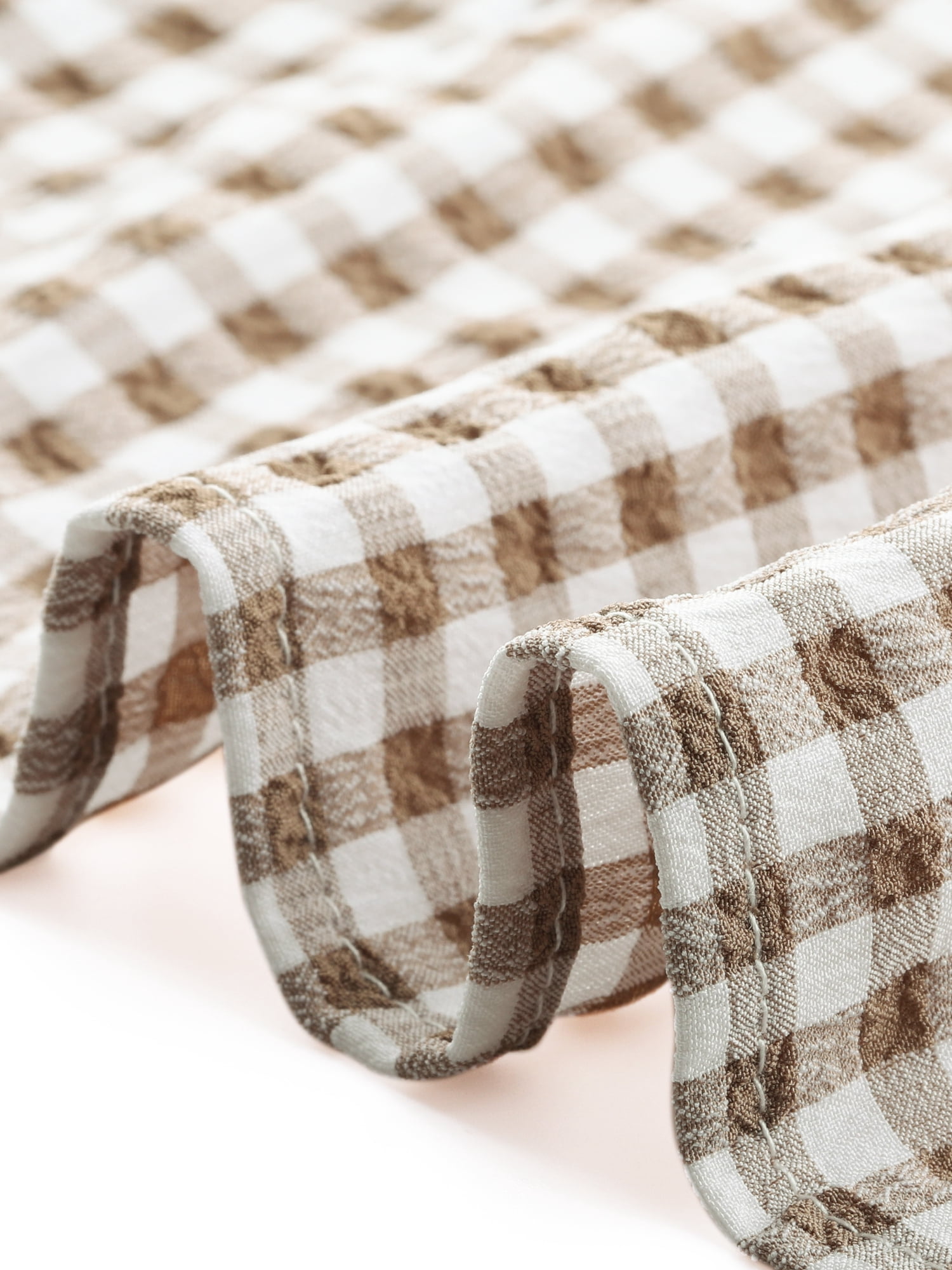 DARING DIVA Women's Peter Pan Collar Plaid Shirt Puff Short Sleeve Blouse M Light Brown