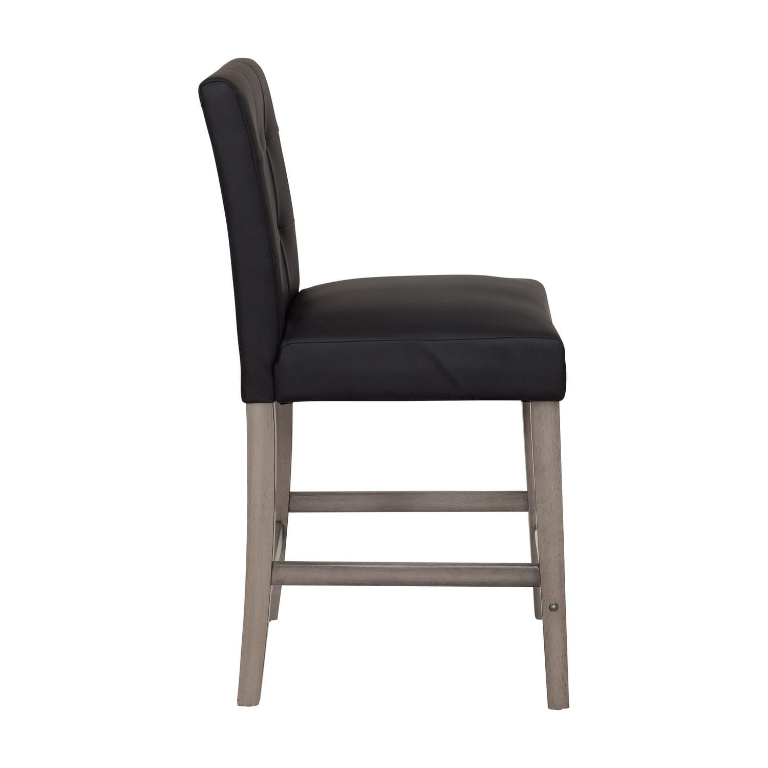 CorLiving Leila Faux Leather Upholstered Indoor Counter Height Bar Stool with High Back, Black
