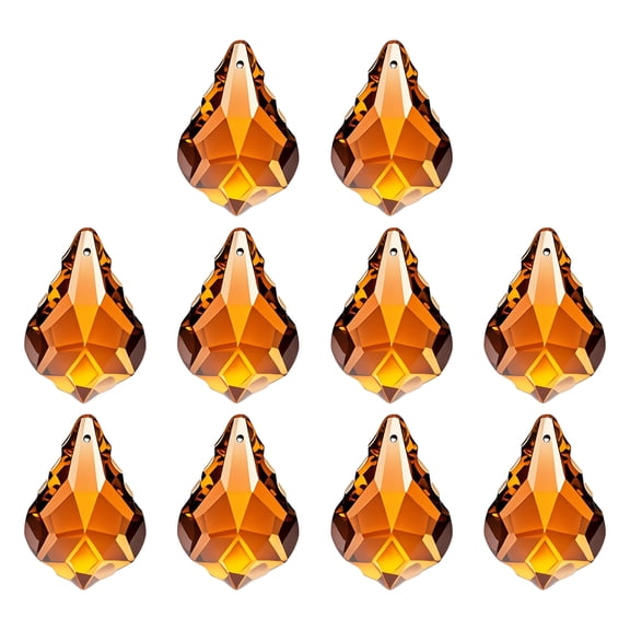 Uxcell K9 Crystal Pendants Teardrop Beads, 10 Pack 38mm Chandelier Prisms Parts Hanging Leaf Beads DIY Lamp for Arts Crafts Decoration, Amber