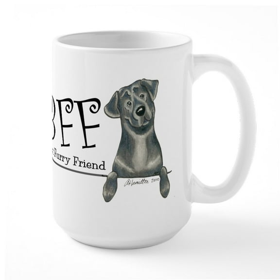 CafePress - Black Lab BFF Large Mug - 15 oz Ceramic Large White Novelty Mug