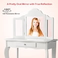 thumbnail image 4 of Patiojoy Wooden Vanity Table with Triple Folding Mirror & Stool for Kids, 4 of 7