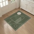 thumbnail image 3 of ODIKA 3'x5' Washable Area Rug Olive Green Geometric Elegance with Art Vibes Sleek Curves and Accents for a for Hallway, Laundry Room, Non-Slip, Flatweave, Easy Care, 3 of 7