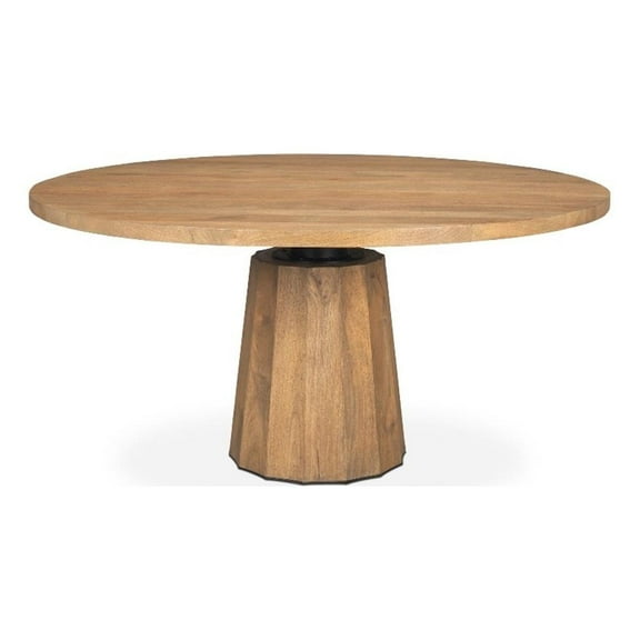Swanson 60" Light Brown Wood Round Pedestal Dining Table