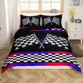thumbnail image 1 of Erosebridal Race Gamer Comforter Cover Queen, Racing Car Bedding Queen Size, Geometry Stripes Decor, Reversible 3 Pieces（No Comforter）, 1 of 7