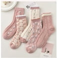 thumbnail image 2 of Zhengup 5 Pairs Cute Socks, Women's Summer Lace Ruffles Ankle Sock, Cottagecore Breathable Mid Tube Floor Socks, Floral Crew Sock, 2 of 6