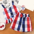 thumbnail image 2 of Povozer 4th of July Clothes for Kids 250 Anniversary Toddler Girl Outfit Star Ruffled Spaghetti Strap Tops Shorts Baby Girl Summer Clothes Size 3-4 Years,Light Pink, 2 of 8