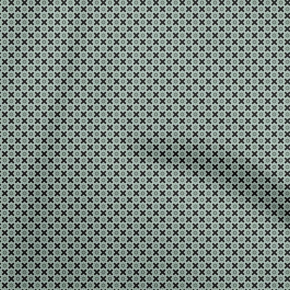 oneOone Polyester Spandex Dusty Teal Green Fabric Asian Tile Sewing Fabric By The Yard Printed Diy Clothing Sewing Supplies 56 Inch Wide