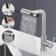 thumbnail image 1 of Black Waterfall Kitchen Faucet, Kitchen Mixer Tap with Pull-Out Sprayer and 3 Flow Settings, 360 Rotating Retractable Kitchen Sink Faucet in Brushed N, 1 of 5