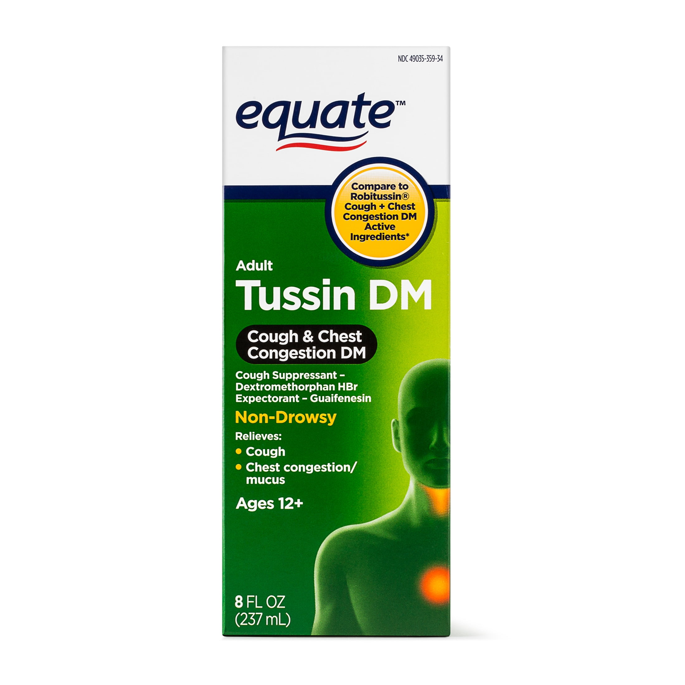 Equate Tussin DM, Cough Suppressant & Expectorant, 8 Fl Oz - Walmart ...