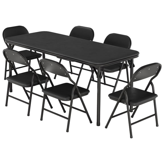 Ultra Soft PU Padded 1/5/7-Piece Kids Folding Table and Chairs Set – Durable Steel Frame, Anti-Slip Feet, No Assembly – Portable for Study, Dining, Learning Space, Play